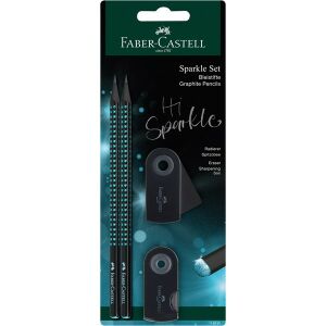 Faber-Castell Sparkle Midnight 4 db-os fekete/óceánkék B háromszögletű grafitceruza szett 136806286 - Faber-Castell