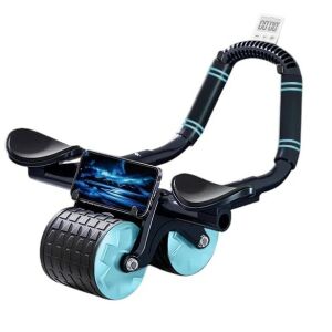 Posilňovacie koleso na brucho s časovačom, Arvada® URBNFit, automatický mechanizmus sťahovania, opierky lakťov, šírka kolesa 10 cm, kompletná sada, čierno-modré 136816366 - Tvarovanie postavy