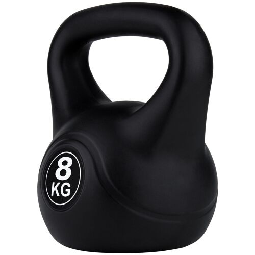 Funfit Kettlebell 8kg - Vedere în unghi a greutății negre de fitness