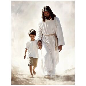 Spacer z Jezusem, 30x40 cm, rama aluminiowa czarna, papier matowy 230 gsm 136830848 - Lakberendezés