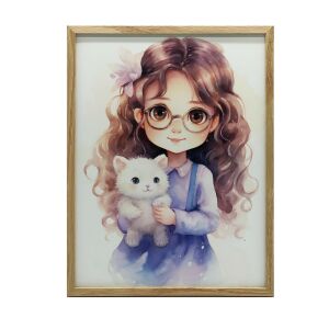 FALI PLAKÁT ARANY KERETBEN, SZEMÜVEGES LÁNY 40x50 CM 136845609 - Falikép