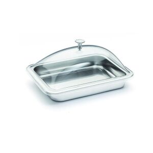 Inoxibar  rozsdamentes tálca elegáns ételzáró fedéllel  18% inox 21x15 cm