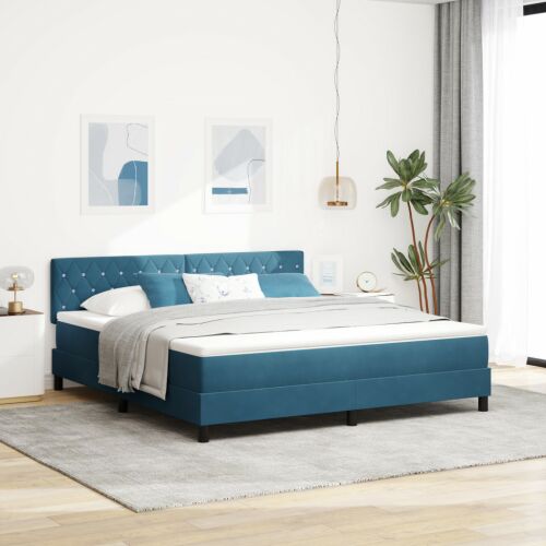 Boxspring Ágy Matrac Közép Kék Szuper Király Bársony 136869780 - Bútor