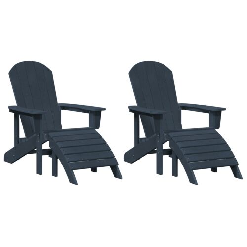 vidaXL Adirondack szék szett lábtartókkal, tengerészkék HDPE, kültéri ülőgarnitúra - Kerti szék