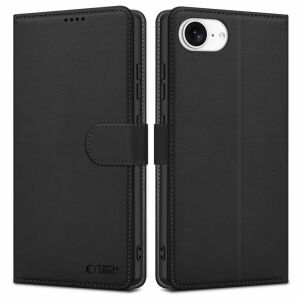 Tech-Protect Wallet iPhone 16E Матов Черен Калъф: Преден и Заден Изглед - Tech-Protect