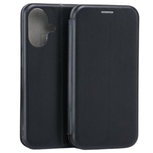 Beline Book mágneses tok iPhone 16-hoz, fekete műbőr borító, flip design - Beline