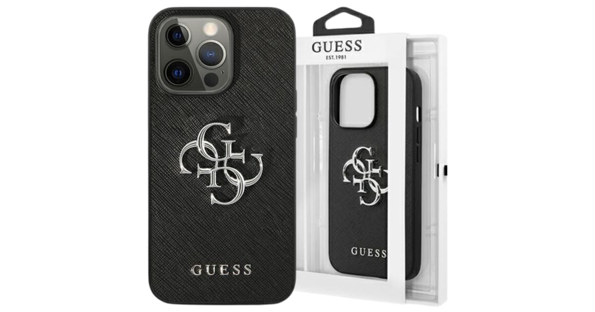 Guess GUHCP13LKCABBK iPhone 13 Pro / 13 6,1 fekete Camo Strap Collection keménytok