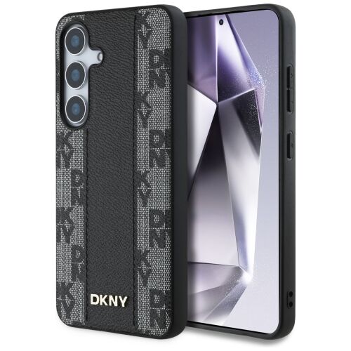 DKNY MagSafe tok Samsung Galaxy S25-höz, bőr kockás mintával - DKNY