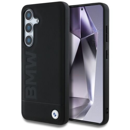 BMW Bőr Nagy Szójel Tok Samsung Galaxy S25-höz - Fekete - Telefontok