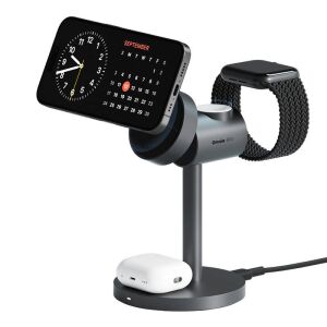Aukey Magfusion 3 az 1-ben vezeték nélküli töltőállvány Apple eszközökhöz, iPhone, Apple Watch és AirPods töltése - Aukey