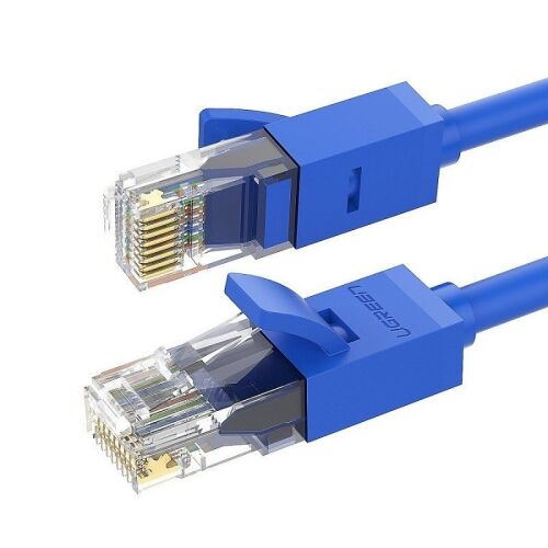 Cablu Ethernet Ugreen albastru Cat6 RJ45, prim-plan