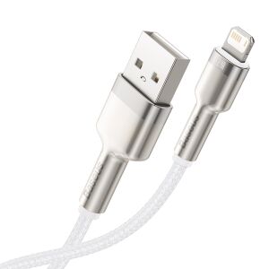 Baseus Cafule 2.4A USB zu Lightning Kabel, weiß geflochten - Lightning-Kabel