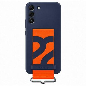Samsung Galaxy S22+ marineblaue Silikonhülle mit orangefarbenem Band - Handyhüllen