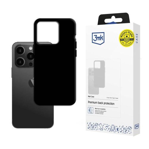 3mk Matt Tok Apple iPhone 15 Pro-hoz - Fekete, Prémium Hátlap Védelem - 3MK