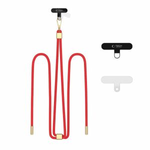 Tech-Protect C2S Kötelszíj Telefonokhoz Piros Arany Függő Láncal 136974621 - Telefontartó babakocsira