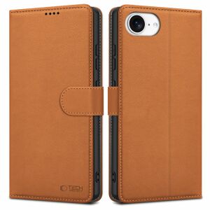 Husă Tech-Protect Wallet Saddle Brown iPhone 16E - Vedere față și spate - Tech-Protect Huse telefon