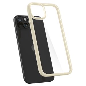Pohľad z uhla na Spigen Ultra Hybrid obal pre iPhone 15 Plus béžový - Spigen