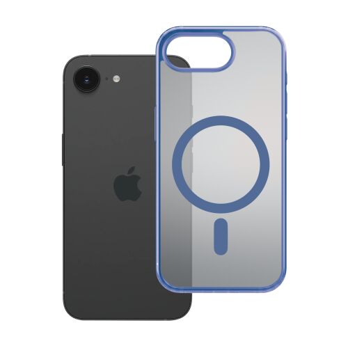 iPhone 16E 3mk Frosty MagCase Kék tokkal fehér háttérrel - 3MK
