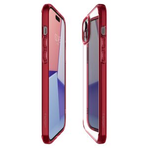 Spigen Ultra Hybrid Rot iPhone 15 Plus Hülle - transparente Rückseite - Spigen