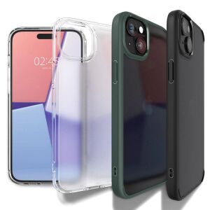 Etui Spigen Crystal Hybrid na iPhone 15 Plus - przezroczysto-czarne 137008076 - Spigen