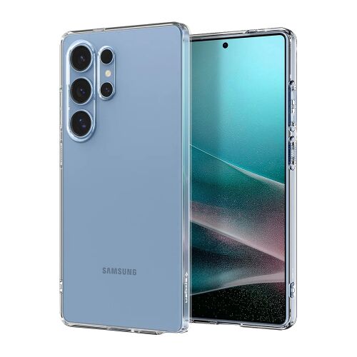 Samsung Galaxy S25 Ultra védve Spigen Liquid Crystal átlátszó tokkal - Spigen