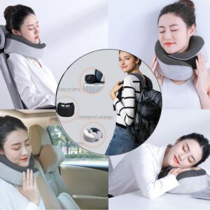 Utazó nyakpárna, BLEKSY®️, autóba és repülőre, prémium memóriahabból, hordtáskával, levehető és mosható huzattal, világos szürke