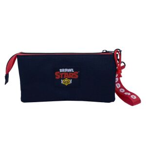 Schwarzes Brawl Stars Federmäppchen mit drei Fächern und Logo - Federmappen