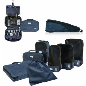 Domocube 7 részes bőrönd rendező készlet, beleértve a piperetáskát, cipőtartót, dokumentumtartót és kompressziós zsákokat - Utazótáska