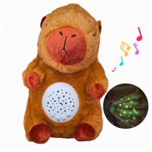 Pluszak KidMania Capybara z lampką nocną i muzyką, brązowy, wyświetla gwiazdy - Lampka nocna, projektor