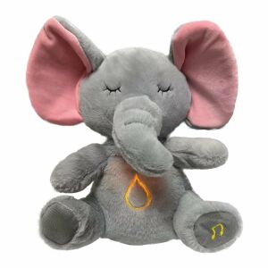 Jucarie de plus elefantul Dumbo KidMania® cu functie de respiratie, melodii si lumina pentru copii, 30 cm 137022060 - Plușuri interactive