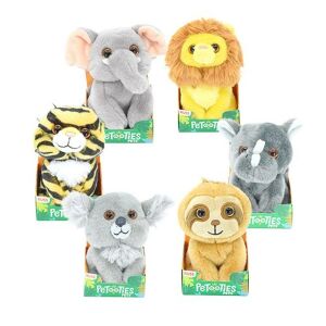 Kedves plüssállat, plüss vadállatok displayben 6féle 10cm.