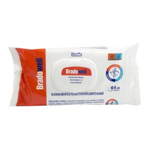 Nedves törlőkendő fertőtlenítő hatással 64 lap/csomag alkoholmentes Bradowell 137046983 - Takarítás