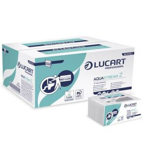Kéztörlő, Z hajtogatott, 2 rétegű, 242 lap, LUCART "Aquastream", fehér 137050700 - Papírtörlő