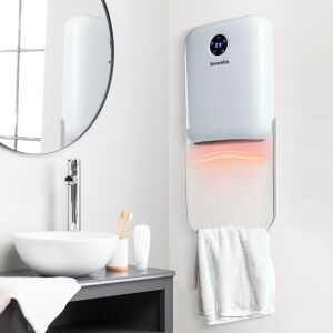Bewello fali hősugárzó törölközőtartóval fürdőszobai környezetben - Bewello
