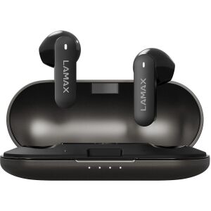 LAMAX SteelTones1 TWS fülhallgató töltőtokkal, elölnézet - Lamax