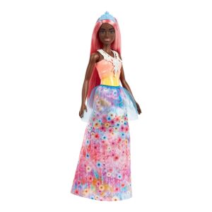 Lalka Barbie Księżniczka z koralowymi włosami i kwiatową suknią - Mattel