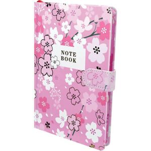 Virágos, vonalas jegyzetfüzet mágneszárral, 19x13 cm - Napló