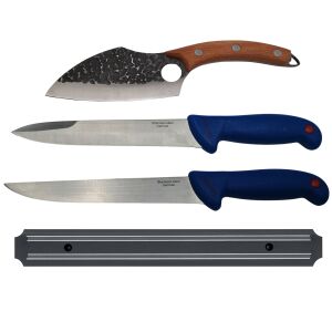 IdeallStore® Metzgerset, Kochmesser, Hackmesser und Magnethalter, Edelstahl 137065271 - Pfannen, Abendessen, Küchenmesser, Besteck-Sets und Töpfe