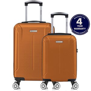 Kabinbőrönd szett repülőre, kézipoggyász 55x35x20 cm és 40x30x20 cm, Smart modell Quasar & Co.®, ABS 2.8 mm, lopásgátló cipzár, számzár, teleszkópos fogantyú, 4 dupla csendes kerék 360°, 10 kg-ig, repülős bőrönd, Tevebarna 142066853 - Öltözködés kiegészítő