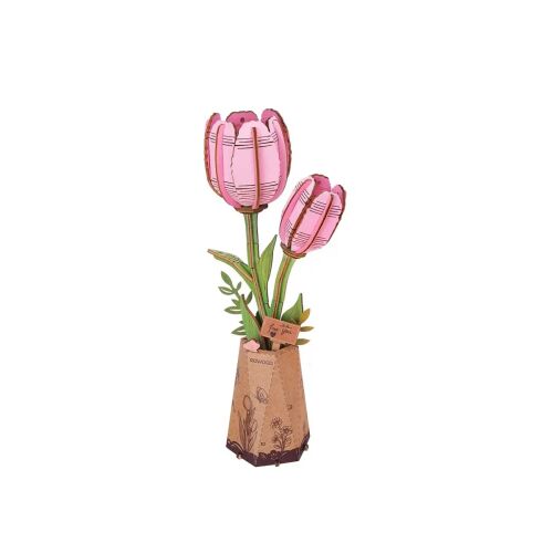 Rowood 3D Rózsaszín Tulipán Puzzle - Összeszerelt nézet 