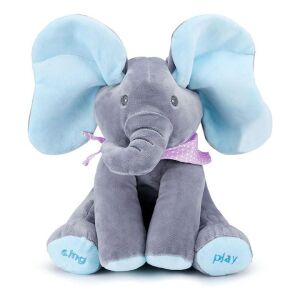 Jucărie de pluș NEXTLY Peek a Boo Elefant, joc interactiv de cântat și cucu-bau - Plușuri interactive