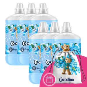 Coccolino Blue Splash balsam de rufe, pachet de 6 cu rucsac cadou - Gel de spălare, Clătiți și Capsulă de spălare