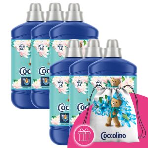 Coccolino Water Lily & Pink Grapefruit омекотител за тъкани 6 броя с безплатна раница - Домакински съдове
