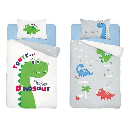 Pamut ágynemű huzat 90*120 cm - Hello Dinno! zöld