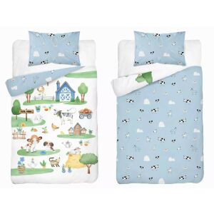 Pamut ágynemű huzat 90*120 cm - Farm fehér/kék