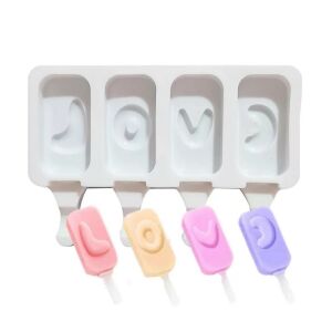 Jégkrém készítő forma, LOVE felirat, szilikon, 19×8,5 cm