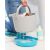 Woman emptying Skip Hop Moby Stowaway bath toy organizer bucket, draining water