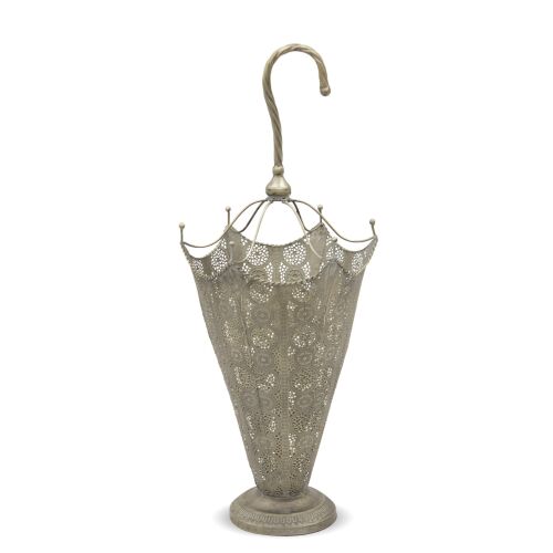 Derby design óezüst esernyő formájú áttört fém esernyőtartó fogantyúval 82x33x33cm 137109622
