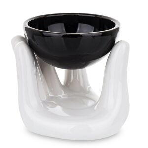 Kerámia mécsestartó Fehér, Fekete 10x12x10.5cm 137110036 - Mécsestartó