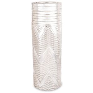 Derby design magasfényű ezüst kerek esernyőtartó állvány barázdált mintával 55x19x19cm 137110439 - Esernyőtartó